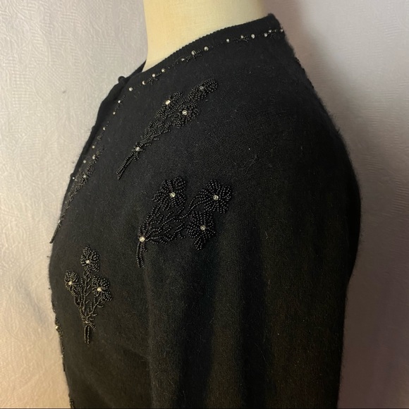 Vintage hand beaded S/M black sweater EUC - Picture 6 of 8